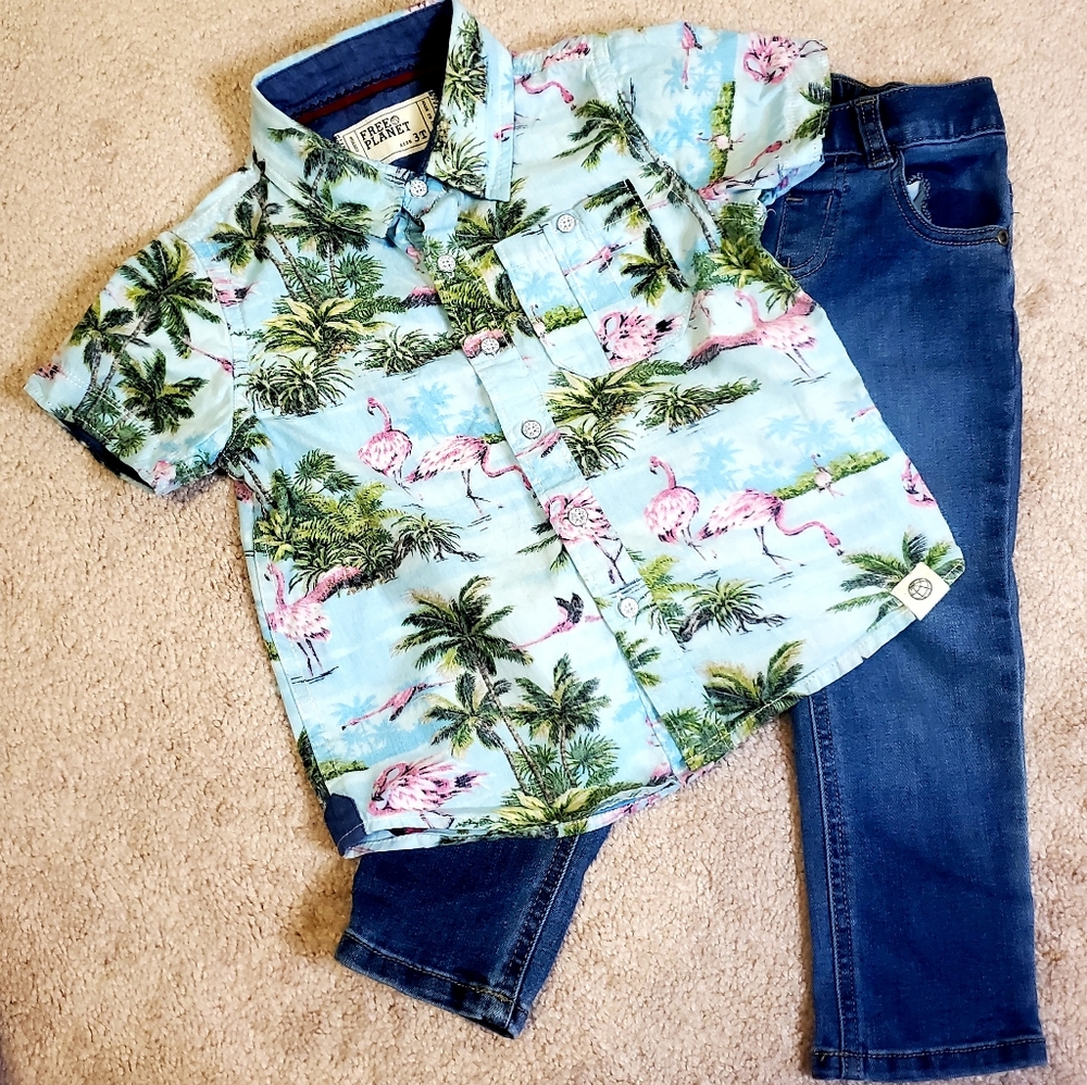 3T Boys Dress Shirt and Jeans
